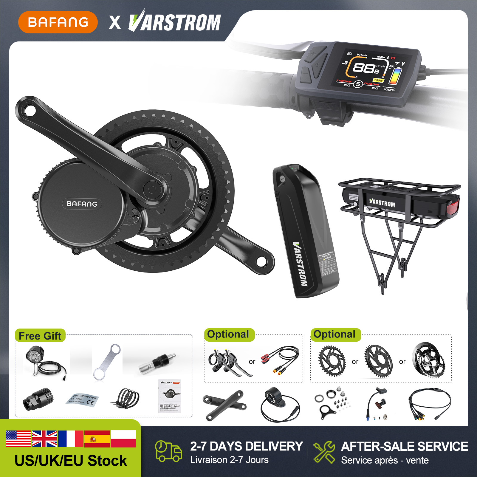 Side Hung Mid Drive Motor Kit - [US Direct] ชุดมอเตอร์ขับเคลื่อนกลาง BAFANG 48V 500W750W/1000W