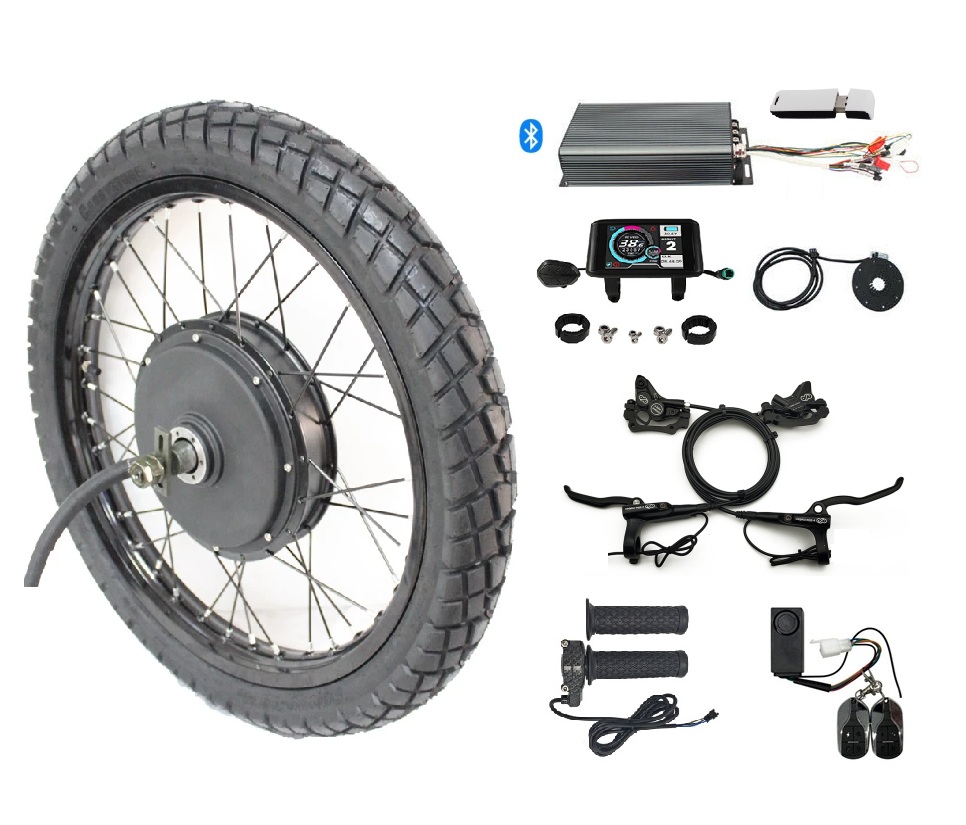 5000W Hub Motor Kit 72V - ชุดแปลงมอเตอร์ไซค์ไฟฟ้า 48V-72V 100A 5000W สำหรับล้อหลังพร้อมคอนโทรลเลอร์ Sabvoton