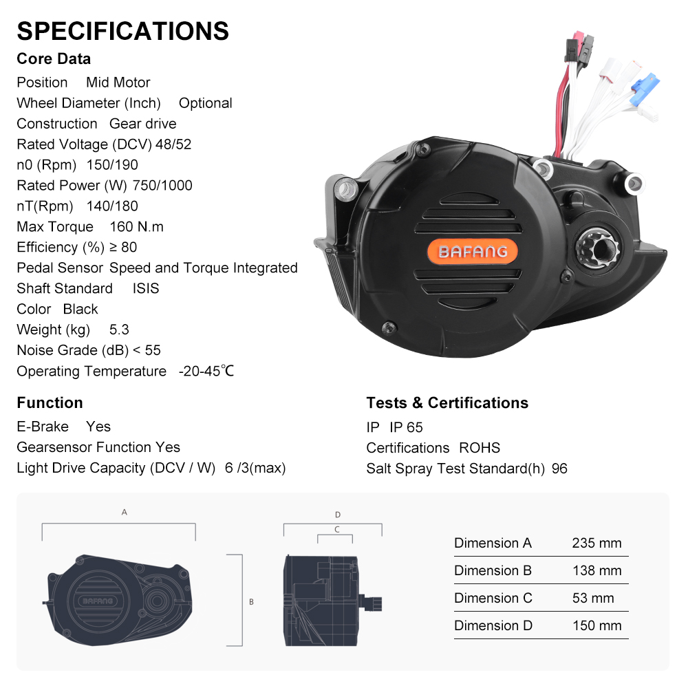 ชุดมอเตอร์ขับเคลื่อนกลาง Bafan - Mid Drive Conversion Kit 1000W บทวิจารณ์และราคา